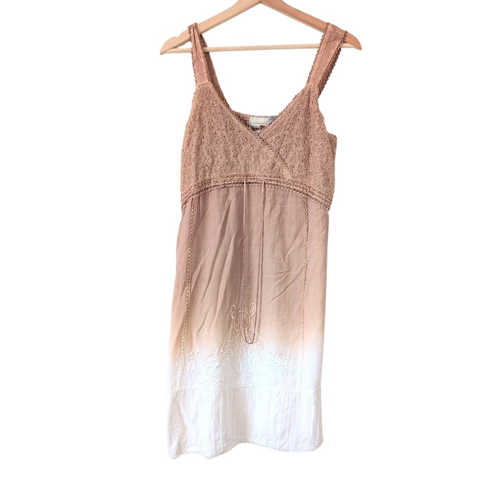 Vintage Y2K YAK & YETI‎ Ombre Crochet Lace Trimmed Dress L Fairy Whimsy Festival